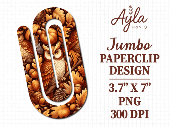 Autumn Pumpkin Fall Owl Jumbo Paperclip: Graphics & Crafts