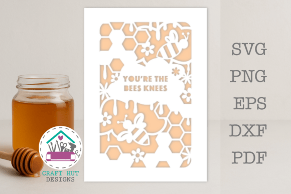 Bee Themed Thank You Card Template SVG for Laser Cutting