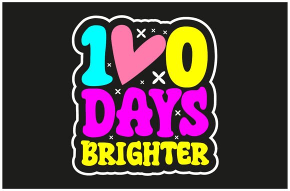 Brighter at 100 Days, Kids School Tee Graphics