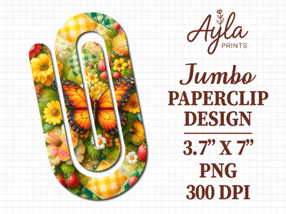 Butterfly Floral Jumbo Paperclip Design: Graphics & Crafts for Creative Projects
