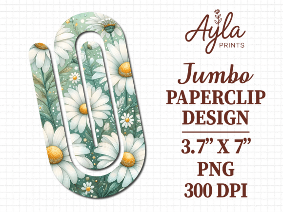 Daisy Floral Pattern Jumbo Paperclip PNG: Graphics & Crafts