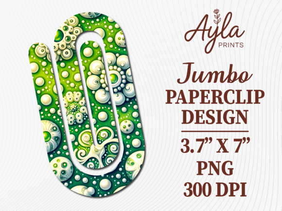 Green Bubbles Abstract Jumbo Paperclip: A Creative Design for Crafts and Graphics