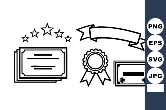 Minimal Line Art Award Icons for Crafts and Graphics