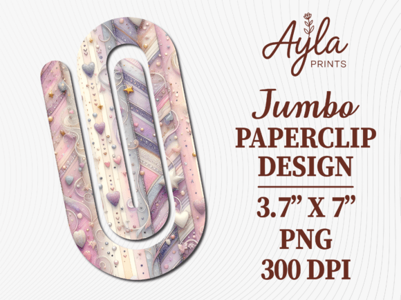 Pastel Heart Watercolor Jumbo Paperclip Graphics & Crafts