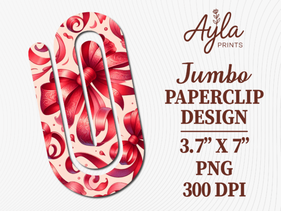 Pink Ribbon Bow Design Jumbo Paperclip: Graphics for Crafts