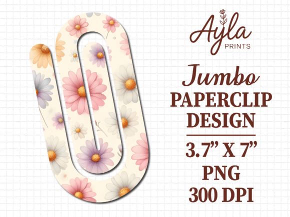Pink Small Flower Jumbo Paperclip Design: Graphics for Crafts