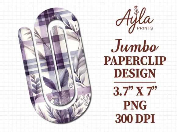 Purple Plaid Print Jumbo Paperclip PNG