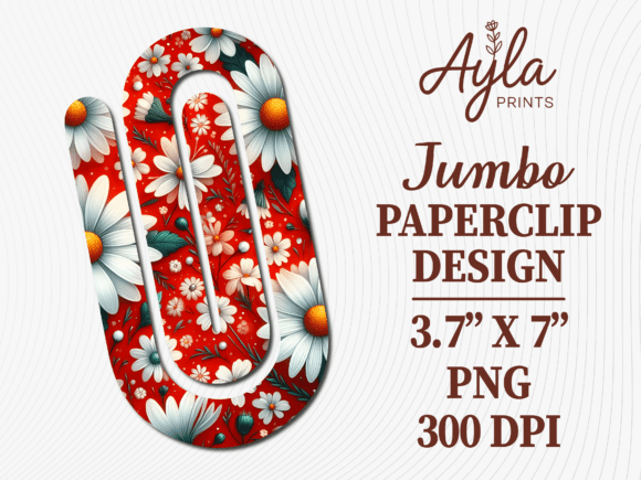 Red Daisies Floral Jumbo Paperclip PNG