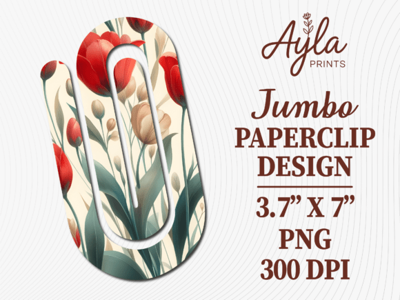 Red Poppy Flower Field Jumbo Paperclip: Graphics & Crafts