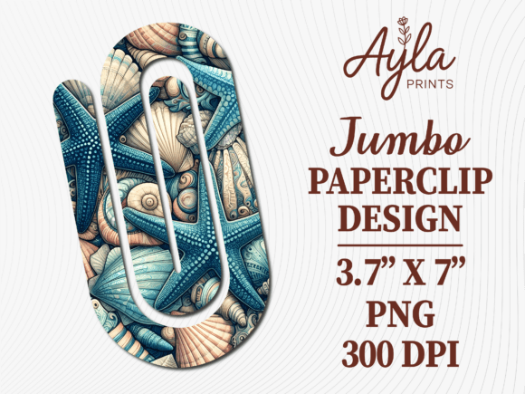 Sea Shell Nautical Jumbo Paperclip PNG: Graphics for Crafts