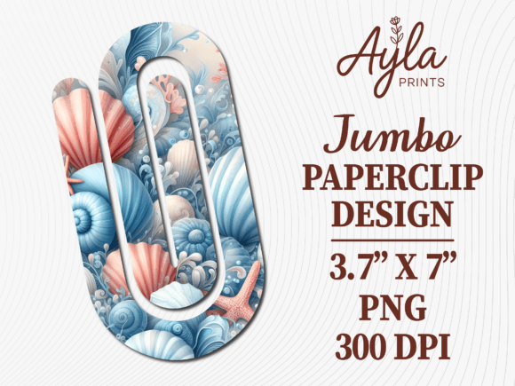Seashell Beach Coastal Jumbo Paperclip: Graphics & Crafts for Local Business