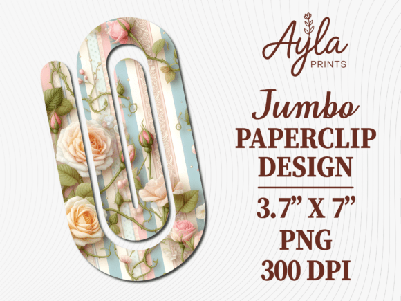 Soft Pink Roses Flower Jumbo Paperclip: Graphics for Crafts