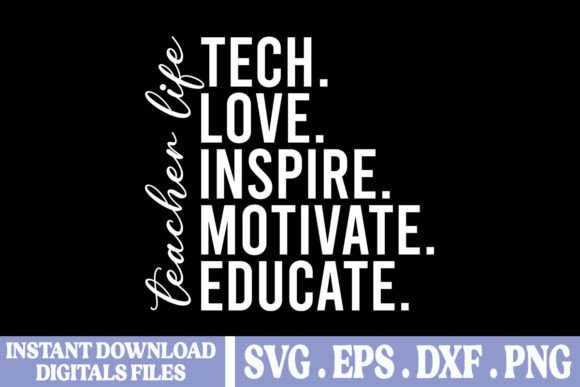 Teacher Tech Love Inspire SVG PNG Graphics