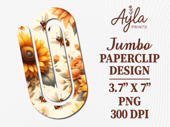 Yellow Sunflowers Bees Jumbo Paperclip: Graphics & Crafts